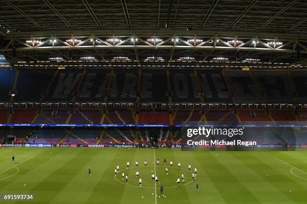 General view inside the stadium during a Juventus training session prior to the UEFA Champions League Final between Juventus and Real Madrid at the...