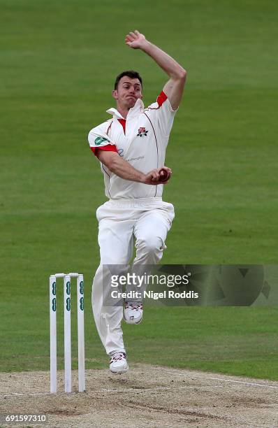 Ryan McLaren of Lancashire in action during Day One of the Specsavers County Championship Division One match between Yorkshire and Lancashire at...