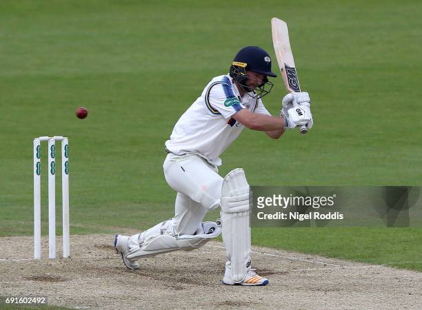 Adam Lyth of Yorkshire in action during Day One of the Specsavers County Championship Division One match between Yorkshire and Lancashire at...