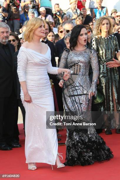 Actresses Emmanuelle Seigner and Eva Green attend the "Based On A True Story" screening during the 70th annual Cannes Film Festival at Palais des...