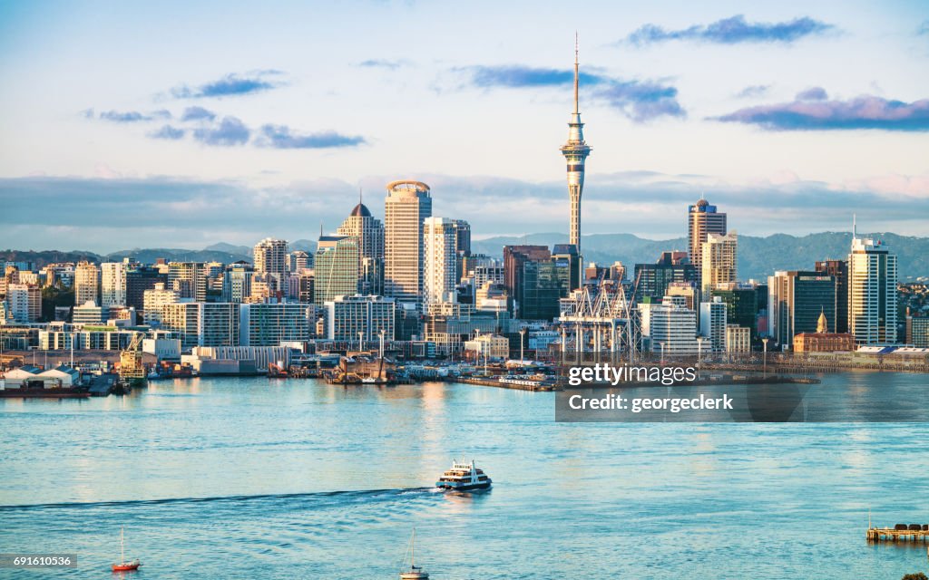 Auckland's skyline at dawn