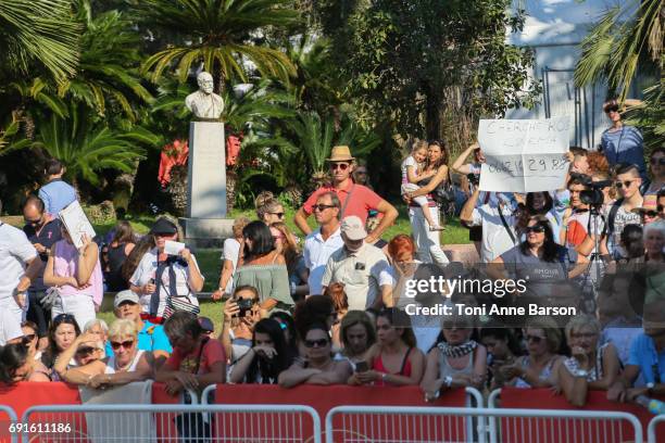 Atmosphere around the red carpet at the "Based On A True Story" screening during the 70th annual Cannes Film Festival at Palais des Festivals on May...