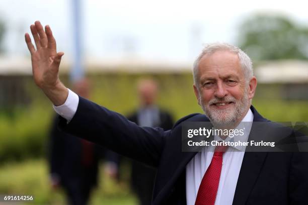 Labour Party Leader Jeremy Corbyn arrives at York University's Heslington Campus to appear on the BBC's Question Time programme on June 2, 2017 in...