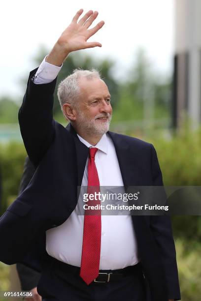 Labour Party Leader Jeremy Corbyn arrives at York University's Heslington Campus to appear on the BBC's Question Time programme on June 2, 2017 in...