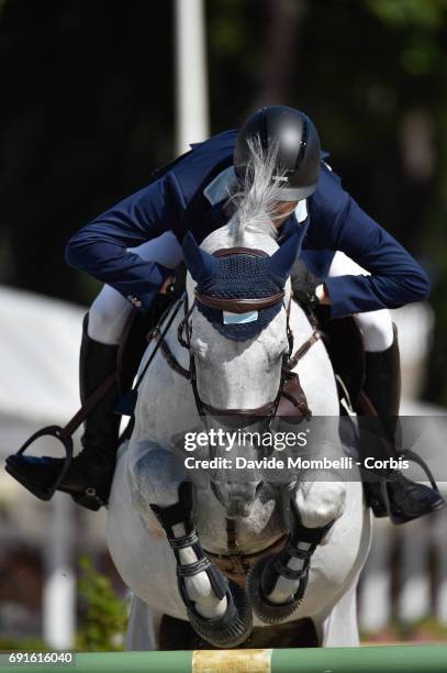 José María Larocca of Argentina, riding CORNET DU LYS, during the Piazza di Siena Bank Intesa Sanpaolo in the Villa Borghese on May 27, 2017 in Rome,...