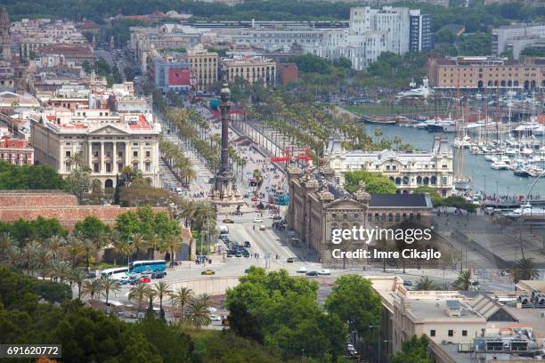 drassanes barcelona - rambla del mar stock-fotos und bilder