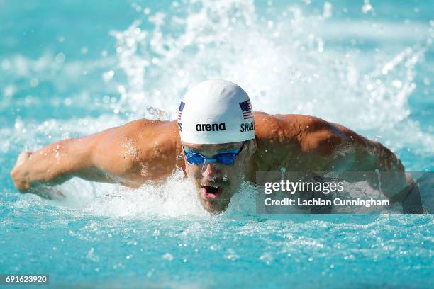 Tom Shields swims in the 100m butterfly heats during Day 2 of the 2017 Arena Pro Swim Series Santa Clara at George F. Haines International Swim...