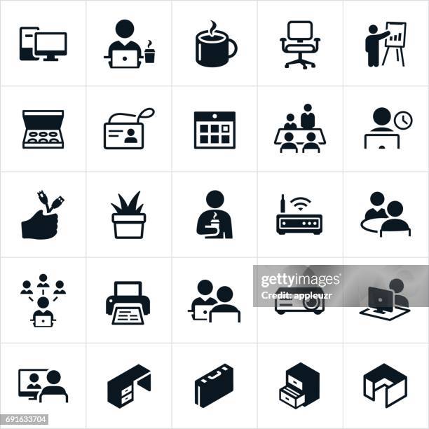 stockillustraties, clipart, cartoons en iconen met office-pictogrammen - sollicitatiegesprek