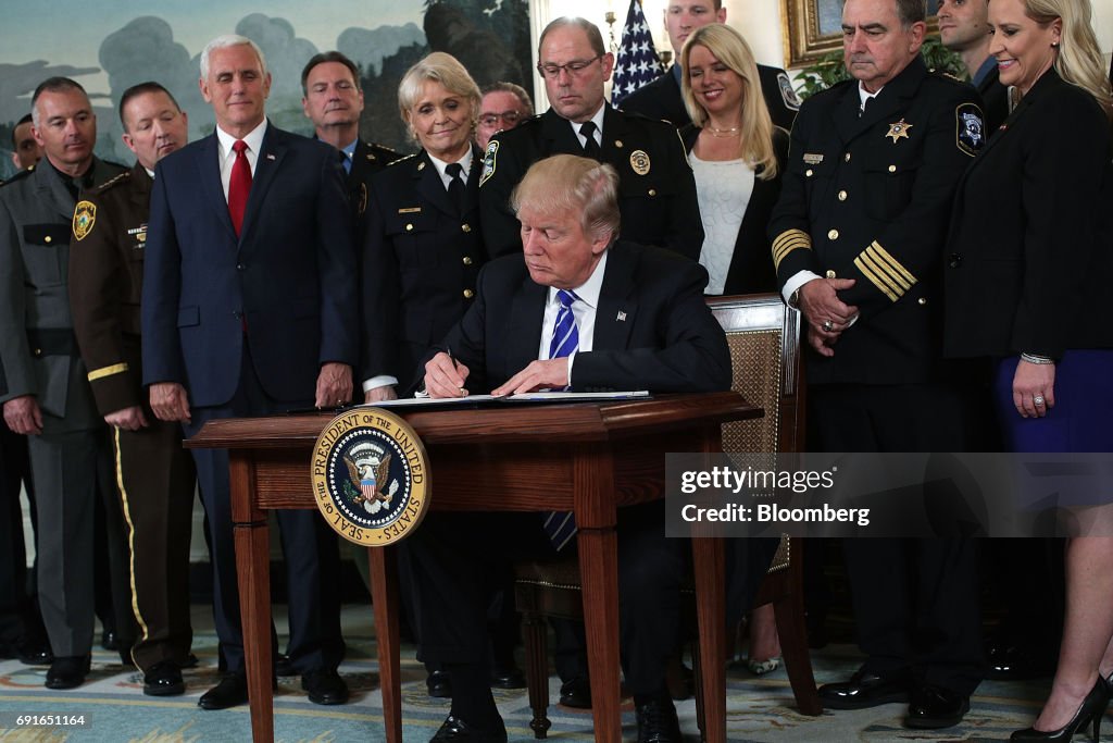 President Trump Signs Bills In The Diplomatic Reception Room