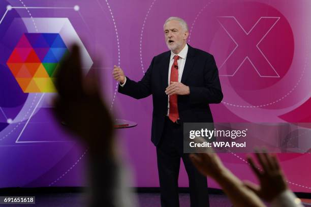 Labour Party Leader Jeremy Corbyn takes part in the BBC's Question Time programme on June 2, 2017 in York, England. Broadcaster David Dimbleby will...