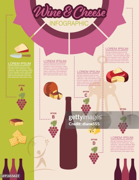 wine grapes infographic - macaroni and cheese stock illustrations