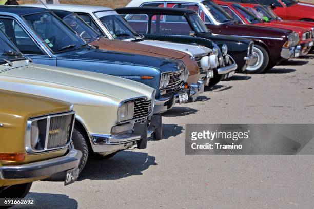 classic cars on the parking - old car logo stock pictures, royalty-free photos & images
