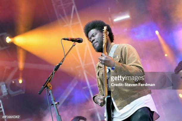 Michael Kiwanuka performs onstage during the 2017 Governors Ball Music Festival - Day 1 at Randall's Island on June 2, 2017 in New York City.