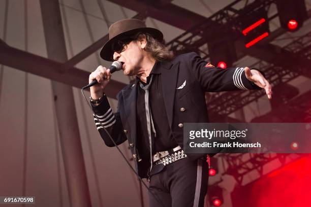 German singer Udo Lindenberg performs live on stage during a concert at the Waldbuehne on June 2, 2017 in Berlin, Germany.