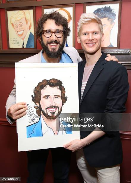 Josh Groban and Lucas Steele during the Josh Groban Sardi's Portrait Unveiling at Sardi's on June 2, 2017 in New York City.