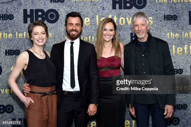 Actors Carrie Coon, Justin Theroux, Amy Brenneman and Scott Glenn attend the "The Leftovers" FYC New York Screening at Metrograph on June 01, 2017 in...