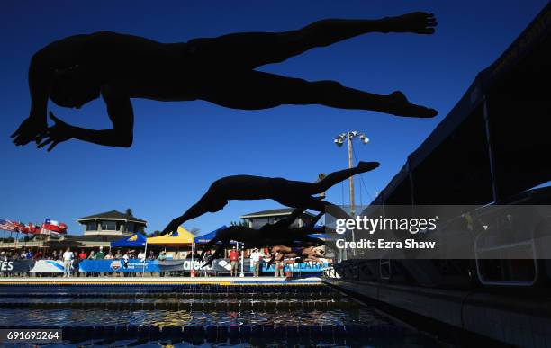 Vladimir Morozov of Russia dives in to the pool for the A-Final of the Men 100 Meter Freestyle during Day 2 of the 2017 Arena Pro Swim Series at...