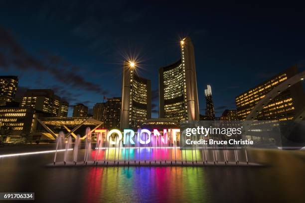 toronto city hall sign - toronto sign stock pictures, royalty-free photos & images