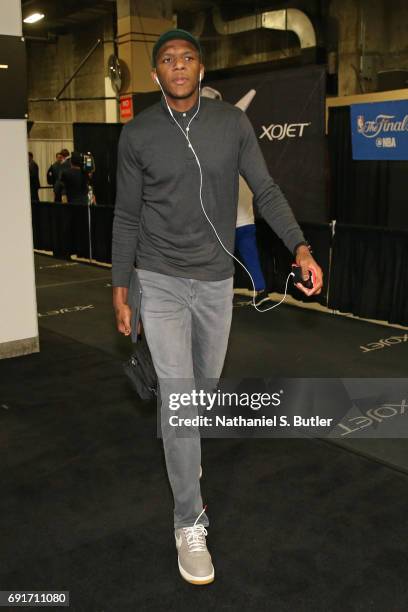 James Jones of the Cleveland Cavaliers arrives at the arena before Game One of the 2017 NBA Finals against the Golden State Warriors on June 1, 2017...