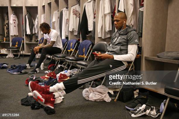 James Jones of the Cleveland Cavaliers gets ready before Game One of the 2017 NBA Finals against the Golden State Warriors on June 1, 2017 at Oracle...