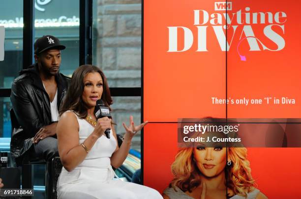 Actors Vanessa Williams and McKinley Freeman onstage during Build Presents Vanessa Williams, Star Jones, Chloe Bridges, Camille Guaty & Fiona...