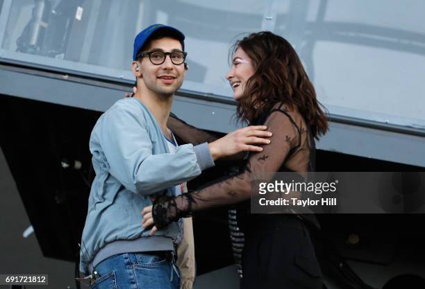 Jack Antonoff and Lorde speak onstage during 2017 Governors Ball Music Festival - Day 1 at Randall's Island on June 2, 2017 in New York City.