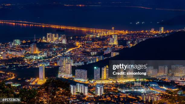 night view of penang - penang stock pictures, royalty-free photos & images