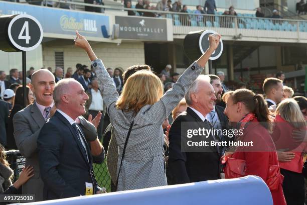 Owners of Greviste after winning ADAPT Australia Handicap at Moonee Valley Racecourse on June 03, 2017 in Moonee Ponds, Australia.