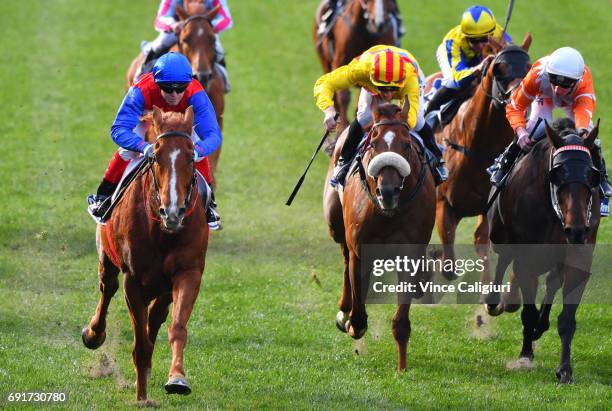 Craig Williams riding Magic Consol winning Race 5 during Melbourne Racing at Moonee Valley Racecourse on June 3, 2017 in Melbourne, Australia.