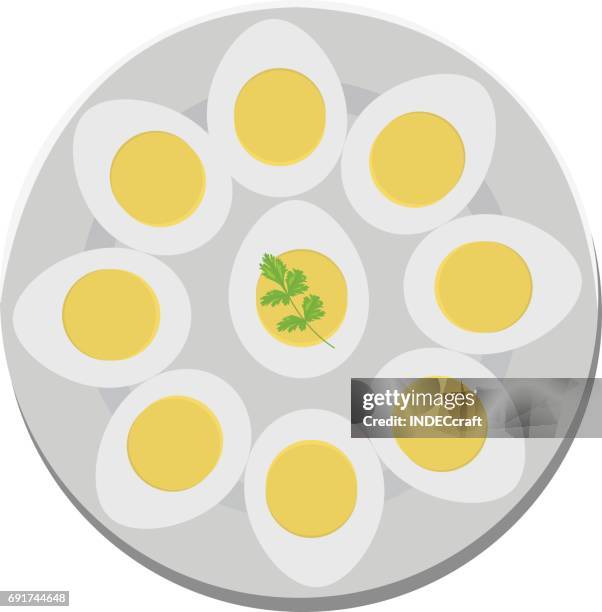 boiled egg presentation - boiled egg stock illustrations
