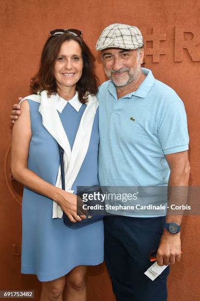 Pascale Pouzadoux and Antoine Dulery attend the 2017 French Tennis Open - Day Six at Roland Garros on June 2, 2017 in Paris, France.