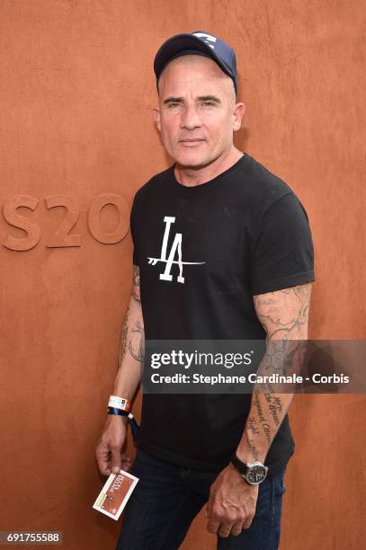 Actor Dominic Purcell attends the 2017 French Tennis Open - Day Six at Roland Garros on June 2, 2017 in Paris, France.