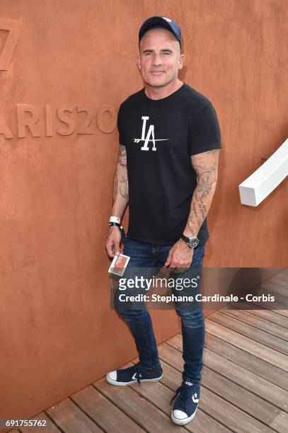 Actor Dominic Purcell attends the 2017 French Tennis Open - Day Six at Roland Garros on June 2, 2017 in Paris, France.