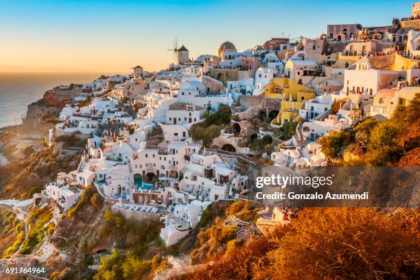 oia at santorini island. - santorini stock pictures, royalty-free photos & images