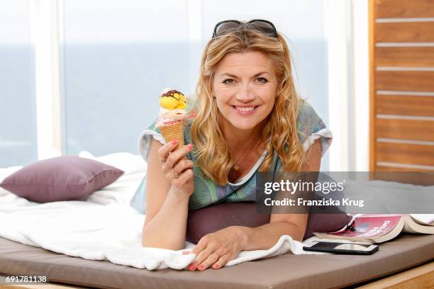 Nina Bott is seen on board of the TUI cruise ship 'Mein Schiff 6' on June 2, 2017 in Hamburg, Germany.