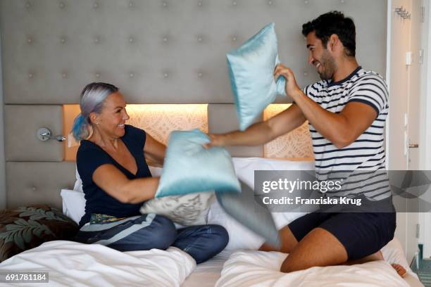 Natascha Ochsenknecht and her boyfriend Umut Kekilli are seen on board of the TUI cruise ship 'Mein Schiff 6' on June 2, 2017 in Hamburg, Germany.