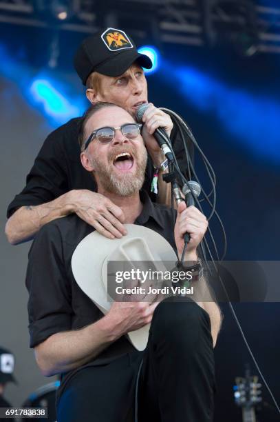 Slim Cessna and Jay Munly of Slim Cessna's Auto Club perform on stage during Primavera Sound Festival Day 3 at Parc del Forum on June 2, 2017 in...