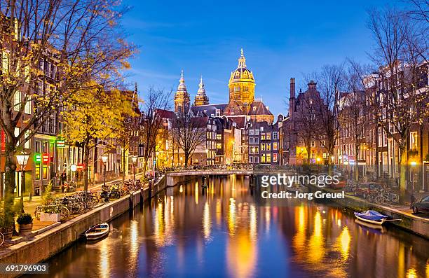 amsterdam at dusk - amsterdam stock pictures, royalty-free photos & images