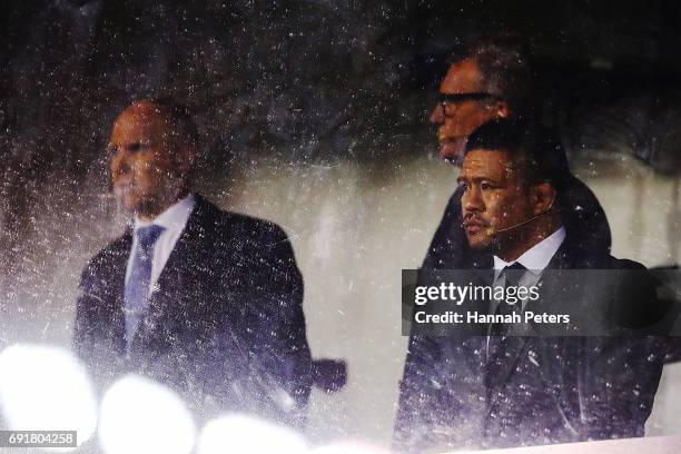 Former All Blacks hooker Keven Mealamu looks on during the match between the New Zealand Provincial Barbarians and British & Irish Lions at Toll...