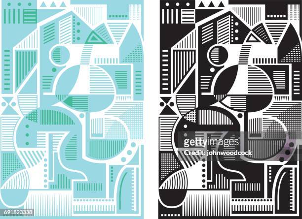 ilustrações, clipart, desenhos animados e ícones de ilustração em vetor padrão abstrato - cubismo