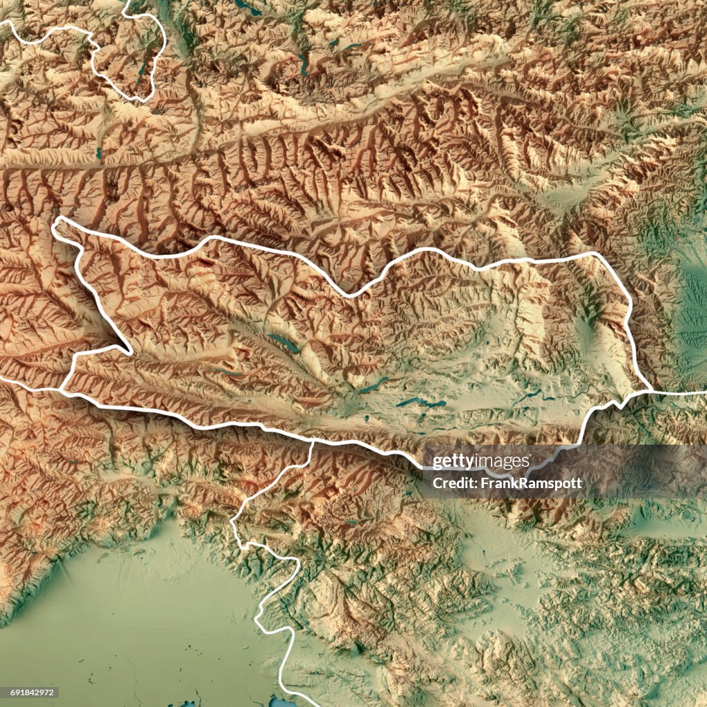 Kärnten Bundesland Austria 3D Render Topographic Map Border
