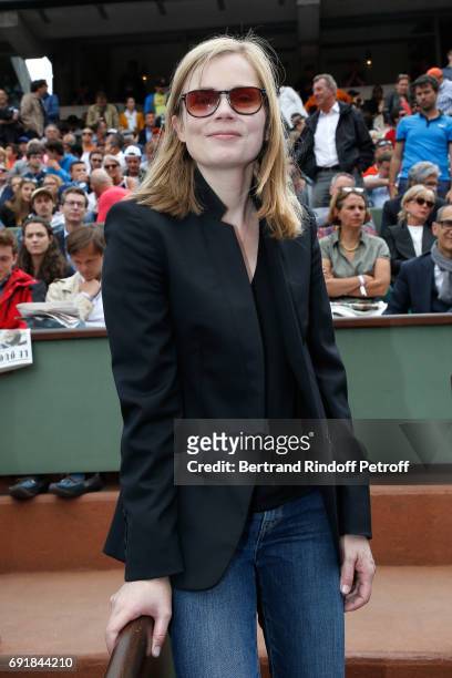 Actress Isabelle Carre attends the 2017 French Tennis Open - Day Seven at Roland Garros on June 3, 2017 in Paris, France.