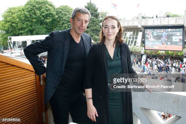 Doctor Michel Cymes and President of France Television, Delphine Ernotte attend the "France Television" Lunch during the 2017 French Tennis Open -...