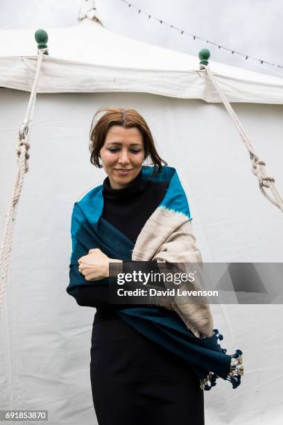 Elif Shafak, Turkish writer, at the Hay Festival on June 3, 2017 in Hay-on-Wye, United Kingdom.