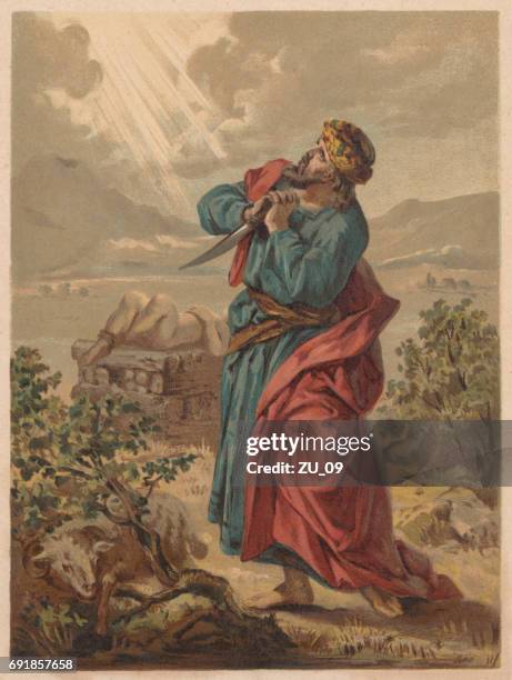 bildbanksillustrationer, clip art samt tecknat material och ikoner med abraham och offer av isak (genesis 22), publicerade 1886 - skapelsen