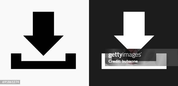 download icon on black and white vector backgrounds - white arrow stock illustrations