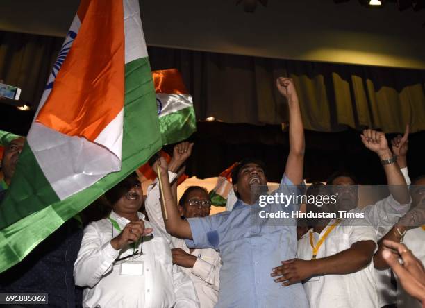 Former Delhi Minister Kapil Mishra during the launch of programme ‘India Against Corruption-2’ against Arvind Kejriwal's government at Malvankar...