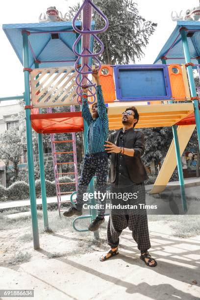 Bollywood actor Irrfan Khan posing with kids during an exclusive shoot for Hindustan Times' "Paathshala", an initiative that supports and funds the...