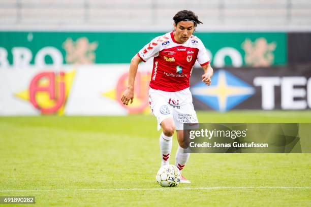 Emin Nouri of Kalmar FF during the Allsvenskan match between Kalmar FF and Orebro SK at Guldfageln Arena on June 3, 2017 in Kalmar, Sweden.