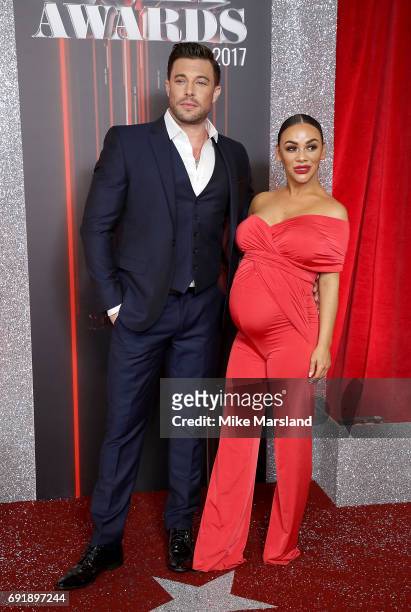 Duncan James and Chelsee Healey attend The British Soap Awards at The Lowry Theatre on June 3, 2017 in Manchester, England. The Soap Awards will be...